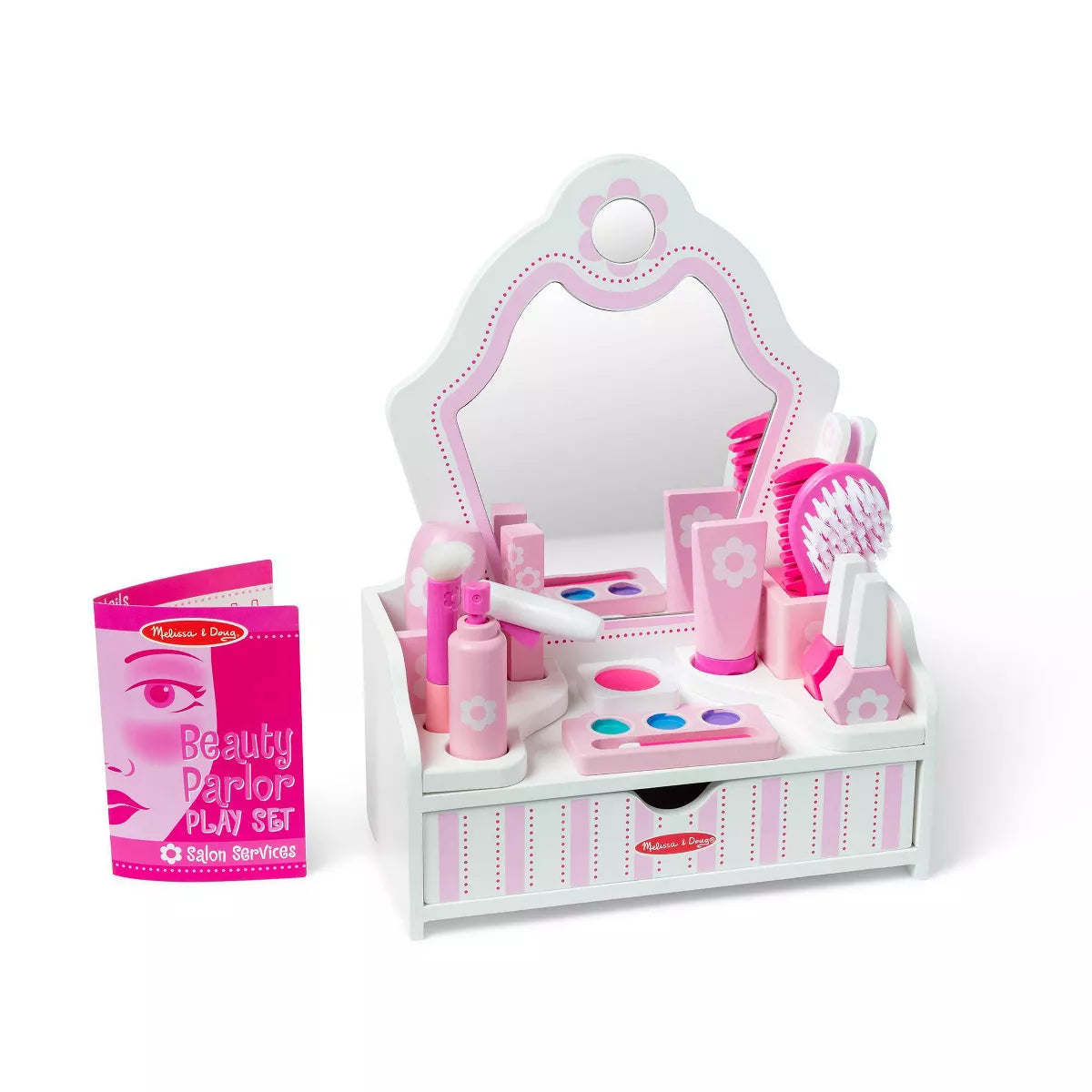 Wooden Beauty Salon Play Set With Vanity and Accessories - 17pc