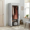 Double Rod Fabric Covered Wardrobe - Steel Frame, 2 Shelves, Gray
