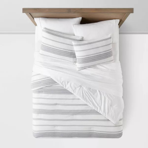 Cotton Woven Stripe Comforter & Sham Set - King
