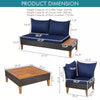 4PCS Patio Rattan Furniture Set Cushioned Loveseat w/Wooden Side Table - 3 BOXES
