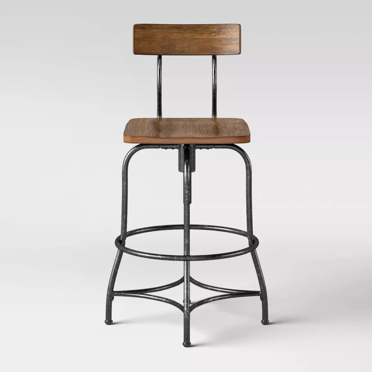 Woodsboro Adjustable Barstool Brown - Metal Frame, Wood Seat, Home Bar Furniture