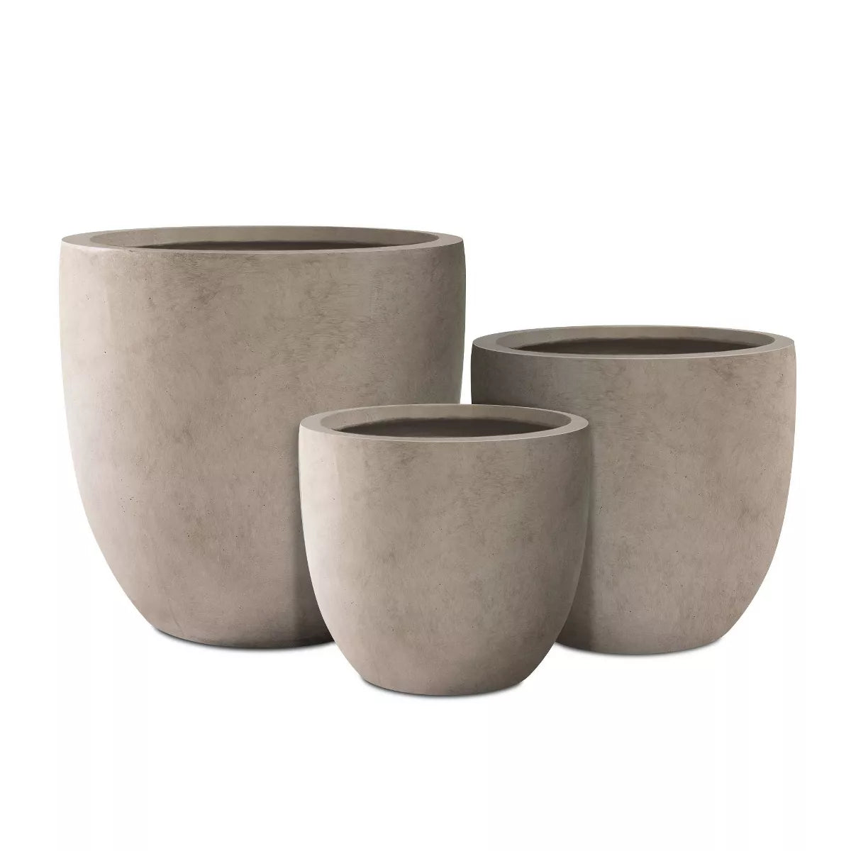 3pc Concrete Outdoor Planter Pots Beige