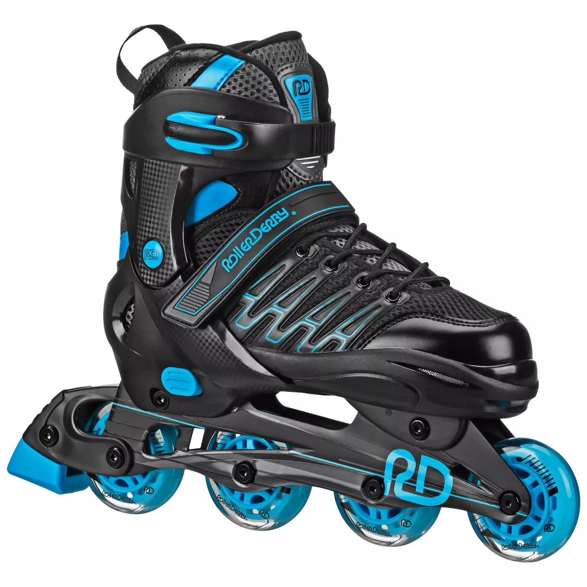 Custom Adult In-Fit Skates - Blue/Black 9-12: Adjustable, Padded Boot Shaft