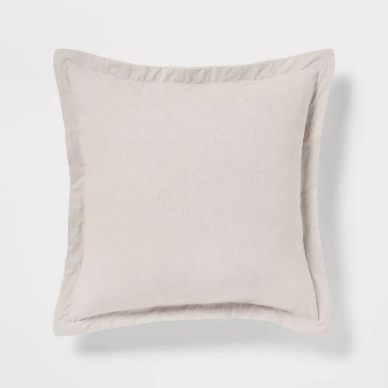 Euro Cotton Linen Blend Chambray Decorative Throw Pillow