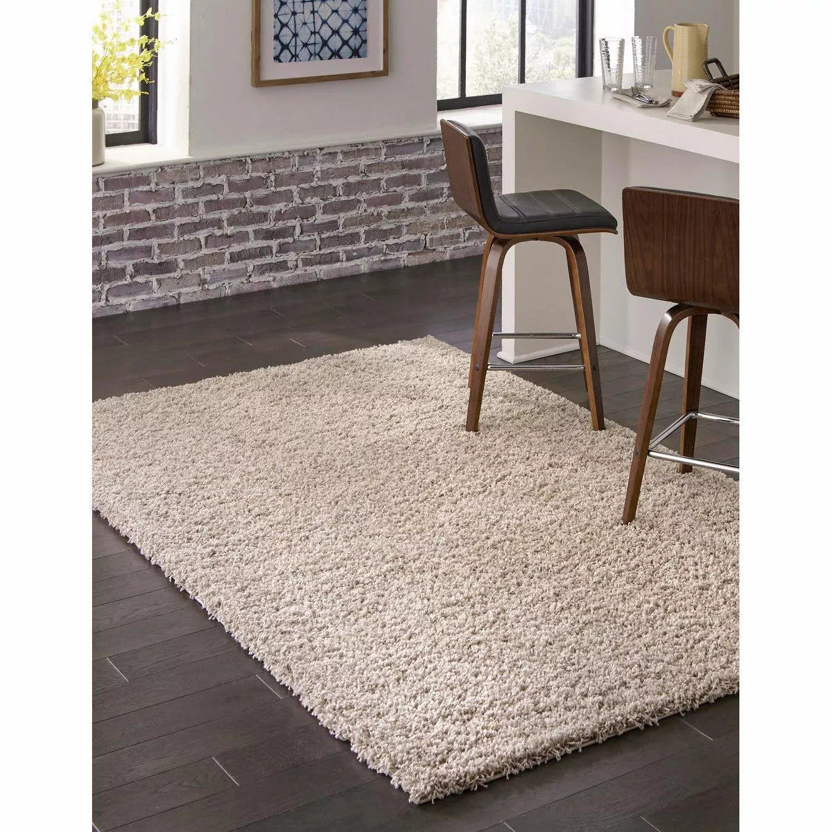 Solid Shag Solid Indoor Woven Area Rug