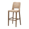 Magy Rattan and Mahogany Wood Barstool Kubu Gray/Rustic Taupe