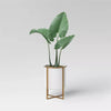 2pc Iron Indoor Outdoor Planter Pot with Stand White/Brass