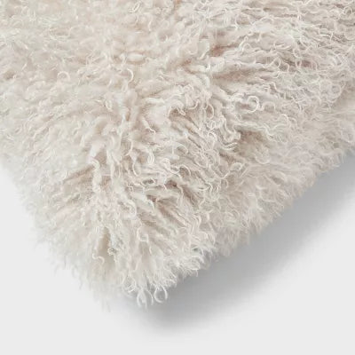 Euro Faux Mongolian Fur Decorative Throw Pillow