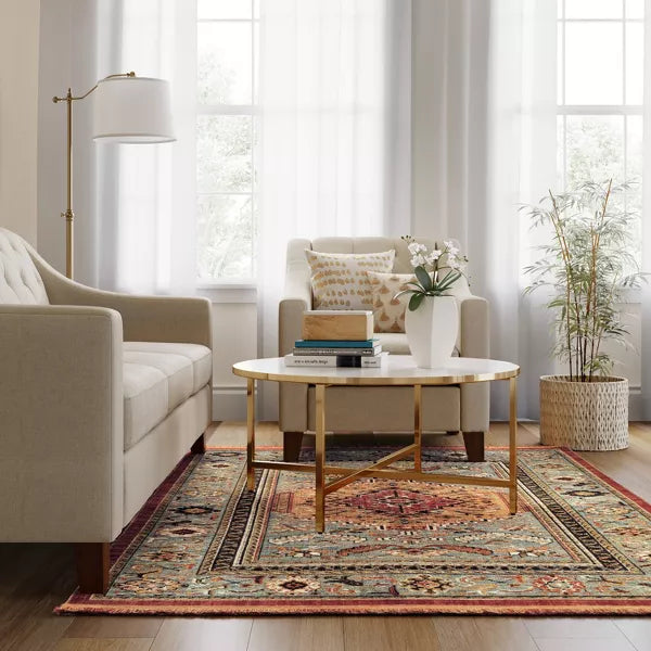 Floral Woven Rug Rust/Green 5'x7'