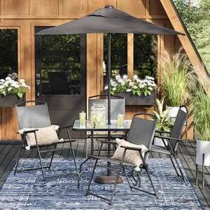 6pc Patio Dining Set with Umbrella, Outdoor Furniture Set
