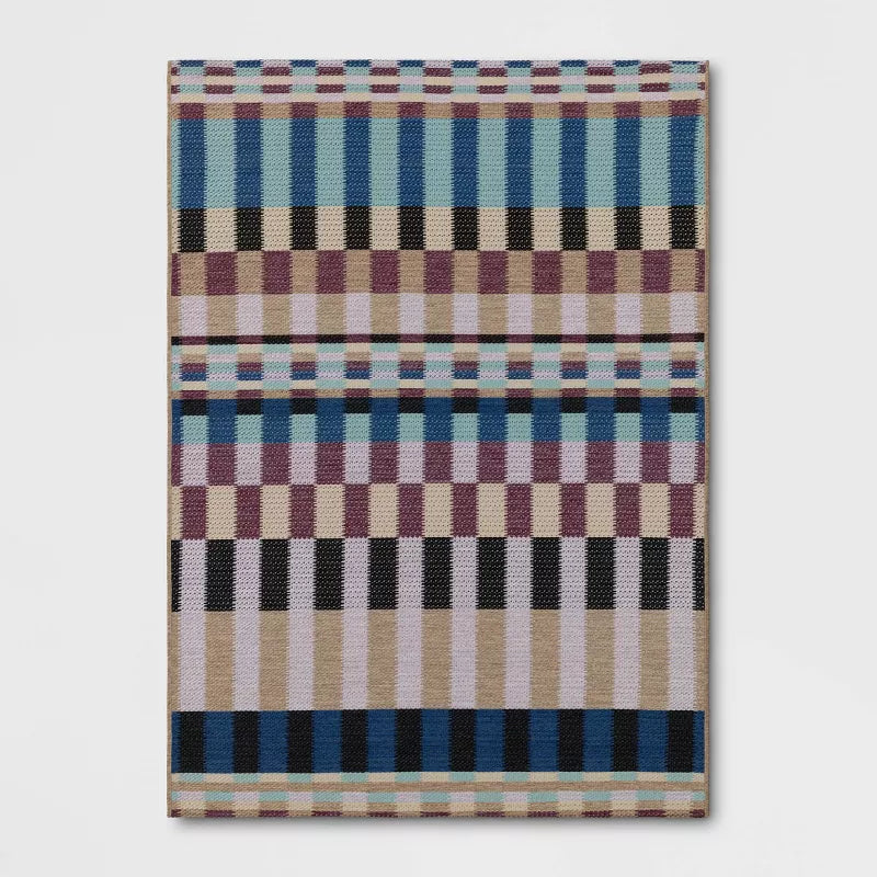 Blocked Stripes Outdoor Area Rug -  5'x7'