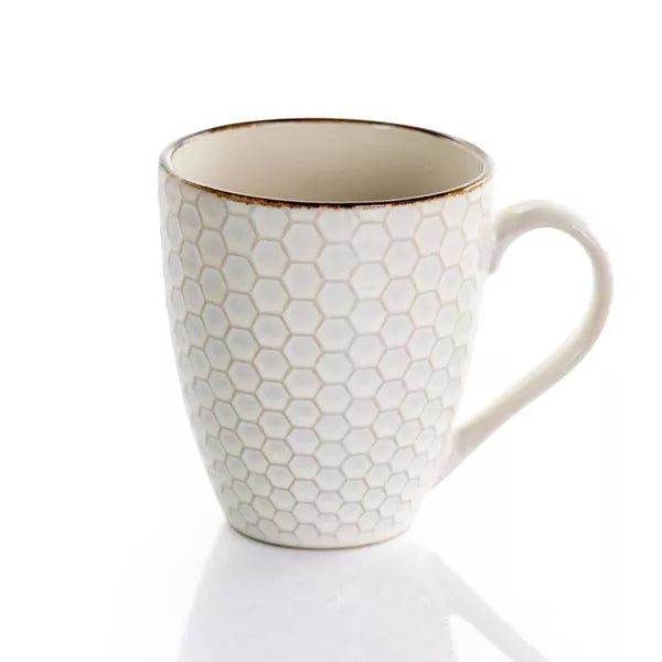16pc Stoneware Honey Dinnerware Set White
