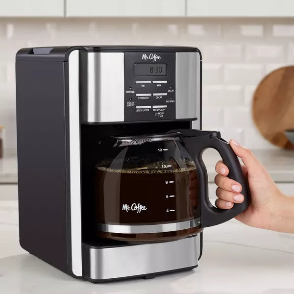 12-Cup Programable Coffee Maker Black/Stainless Steel: Drip, Automatic Shut-Off, Dishwasher-Safe Parts