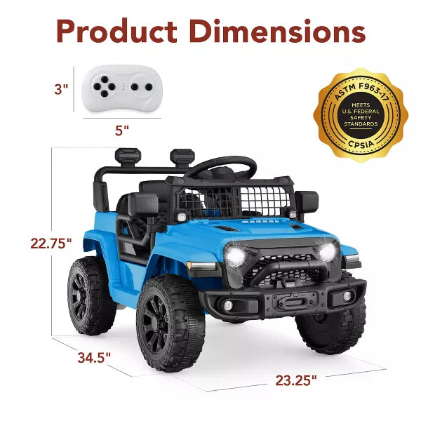 6V Kids Ride-On Truck Car w/ Parent Remote Control, 4-Wheel Suspension, LED Lights