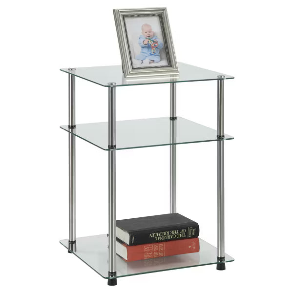 Classic Glass 3 Tier End Table Clear Glass