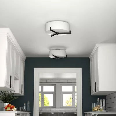 2-Light Semi Flush Mount with Fabric Shade