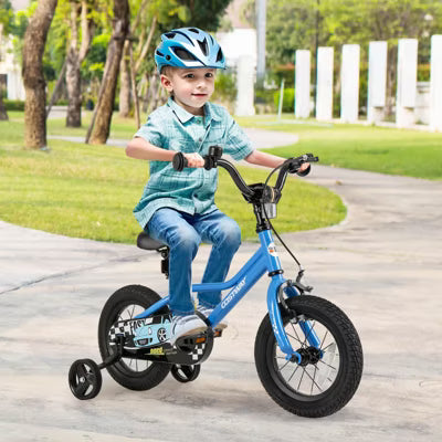 Kids Training Bike with Removable Training Wheels Pneumatic Tires Navy/Black