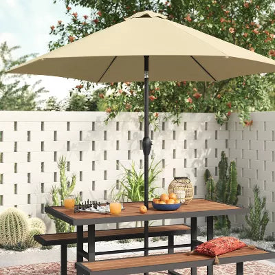 9' Round Outdoor Patio Market Umbrella with Black Pole
