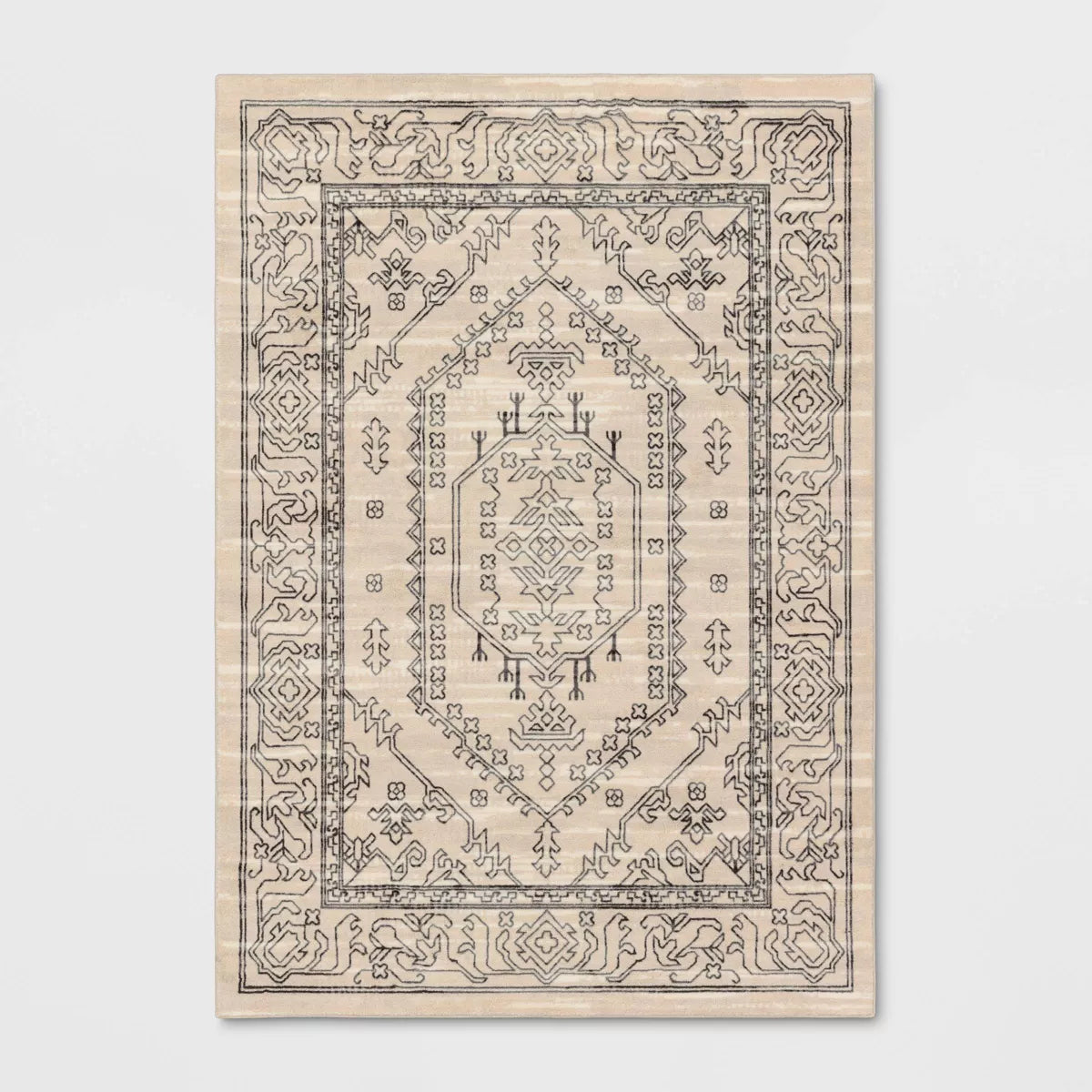 Plush Persian Style Area Rug Cream