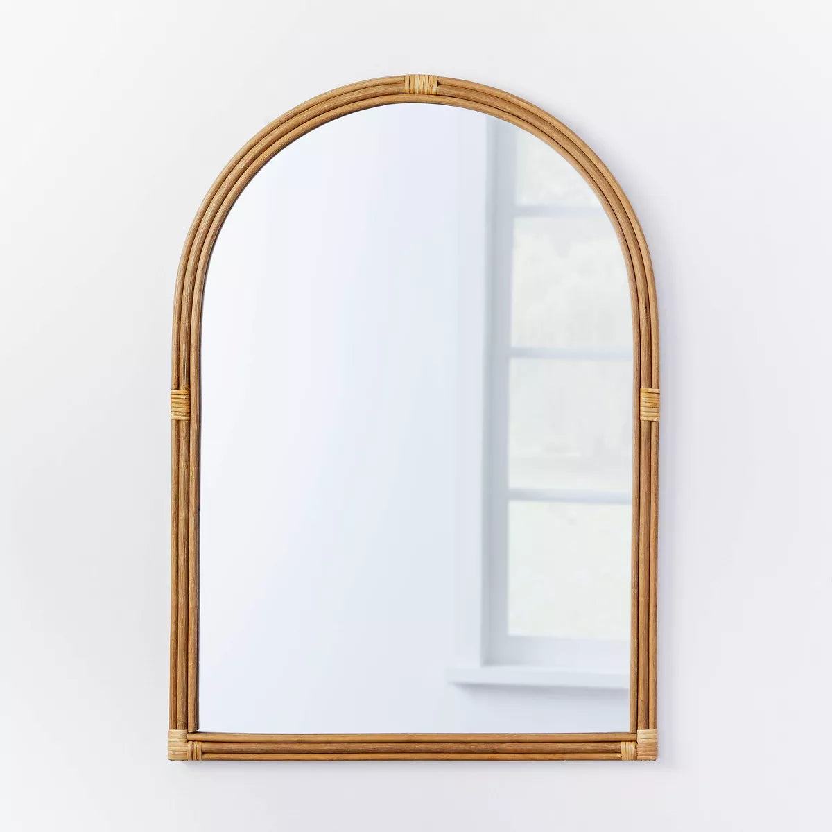 24" x 34" Rattan Arched Wall Mirror SHOWROOM ITEM