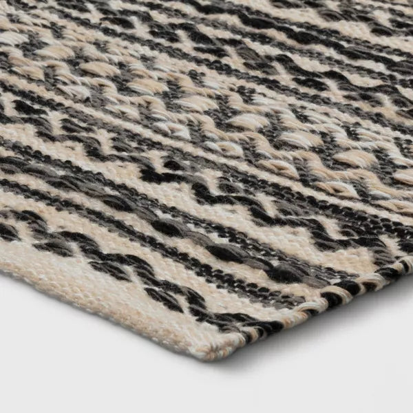 Washable Norwalk Stripe Rug Black/White 4'x6'