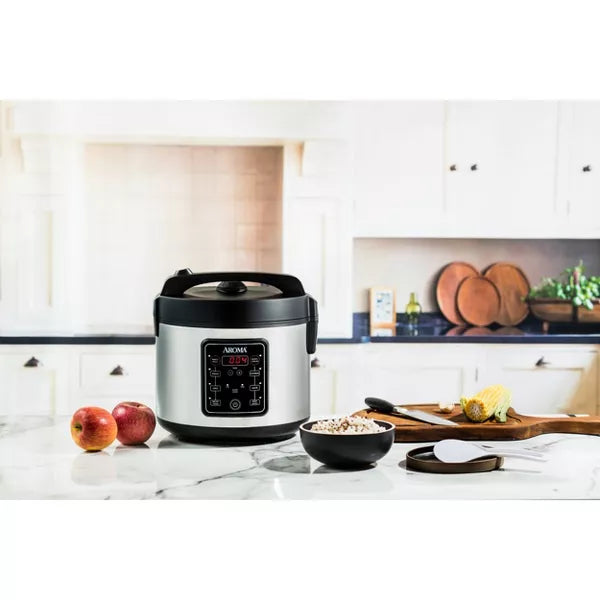 Digital Multicooker & Rice Cooker - Stainless Steel: 5 Settings, Automatic Keep Warm, Nonstick