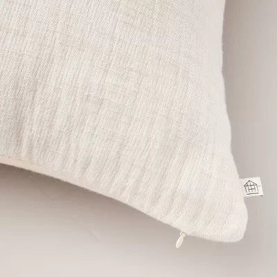 Gauze Texture Euro Bed Pillow Taupe/Natural - Cotton Fabric, Square Shape, Removable Cover