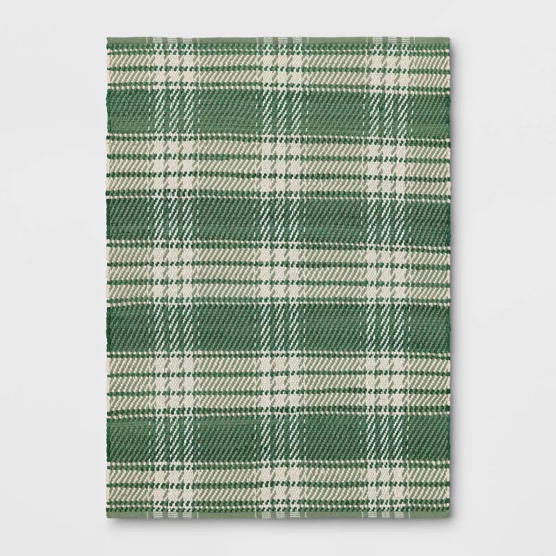 4'x5'6" Plaid Chindi Handwoven Area Rug