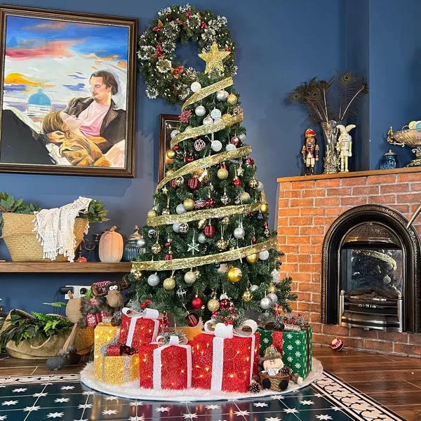 Premium Artificial Christmas Tree Pine Hinged Xmas Tree W/1000 Branch Tips & Metal Stand