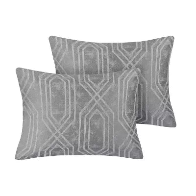 Aya Jacquard Geo Comforter & Sheets Bedding Set Gray - Queen
