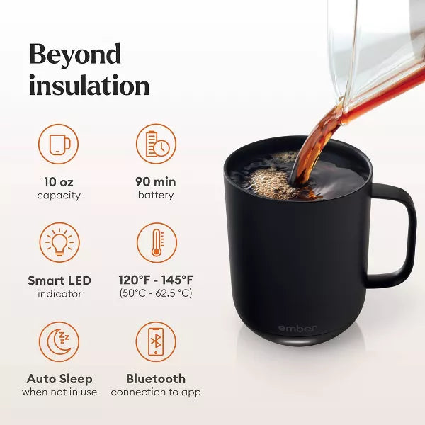 Mug Temperature Control Smart Mug Stainless Steel: Light Silver, Hand Wash, Includes Coaster, Hot Beverages