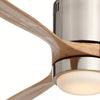 Modern Hugger Indoor Ceiling Fan with Light LED Remote Brushed Nickel Natural Solid Wood Carved Blades