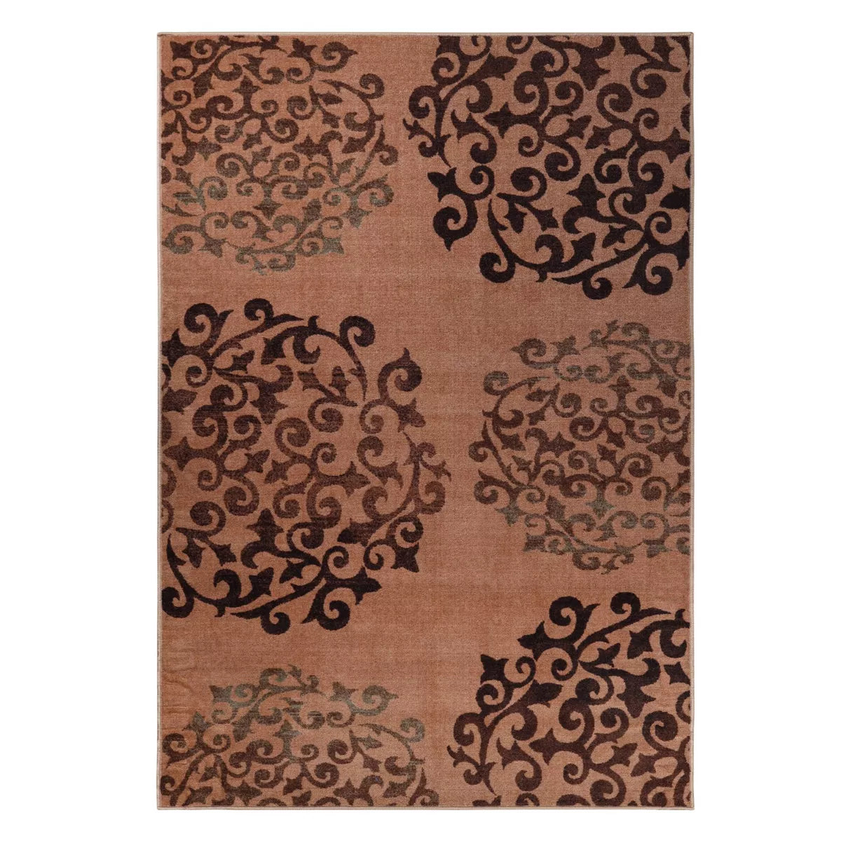 Classic Medallion Floral Scroll Non-Slip Washable Indoor Runner or Area Rug 4'x6'