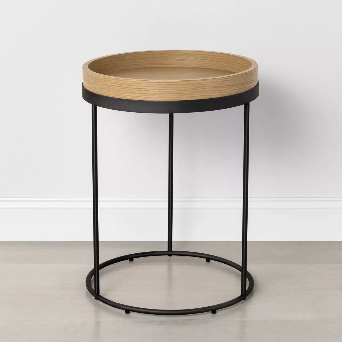 Wood & Steel Accent Side Table - Natural/Black - Hearth & Hand™  SHOWROOM ITEM