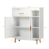Floor Storage Cabinet Free Standing Cupboard Chest w/1 Drawer 2 Doors 3 Shelves