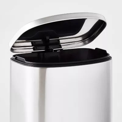 D Shape Step Trash Can - Stainless Steel, Kitchen Garbage Can, Smooth Finish, Indoor Use