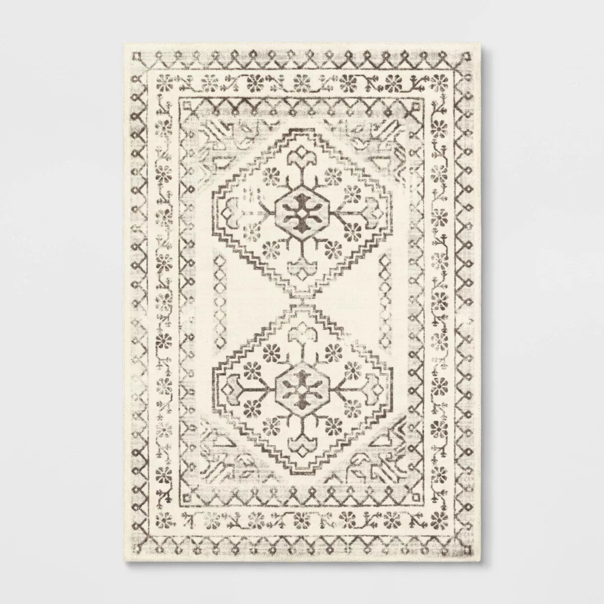 Washable Distressed Persian Accent Rug Cream
