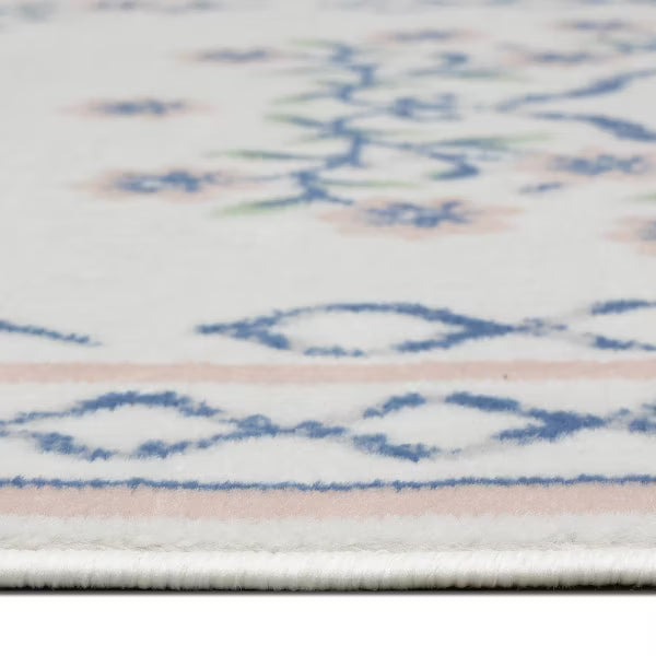 Lattice Border Floral Woven Area Rug Cream 4'x6'