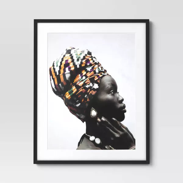 2pc Cultural Framed Wall Posters : Modern Art Lithograph, Black Frame
