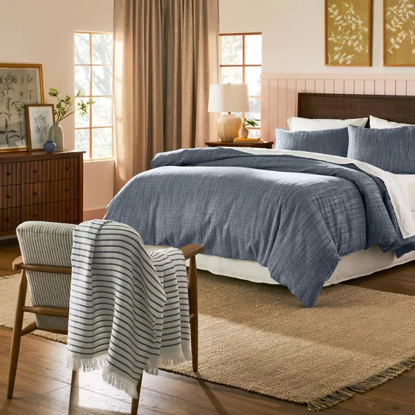 3pc Washed Loop Stripe Comforter Bedding Set King