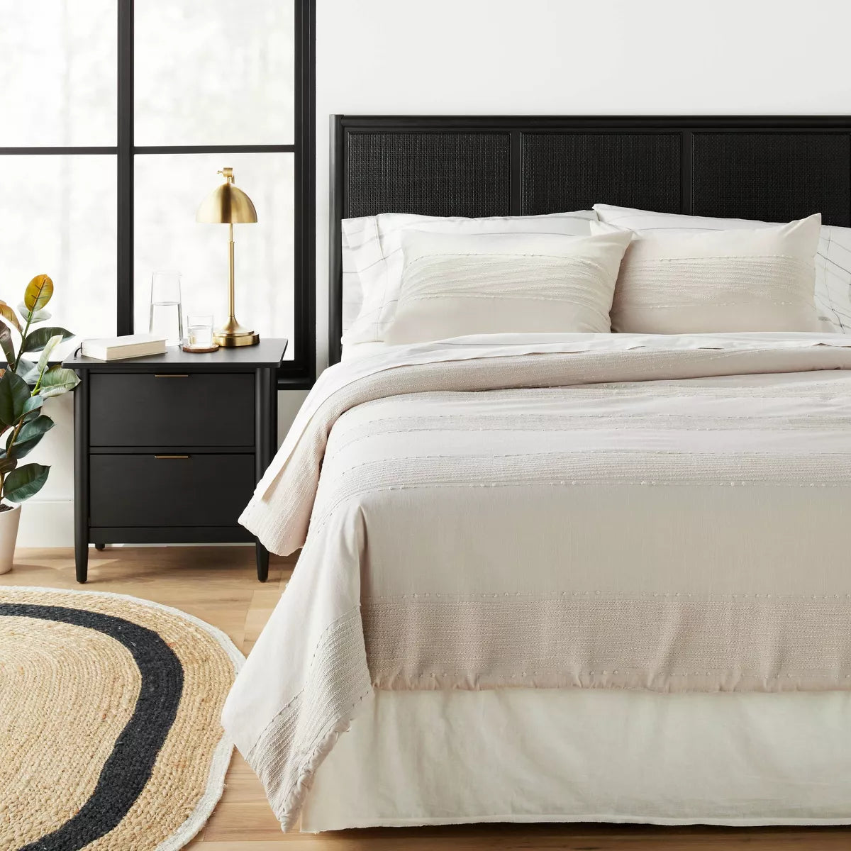 3pc Slub Center Stripe Comforter Set Twilight Taupe King