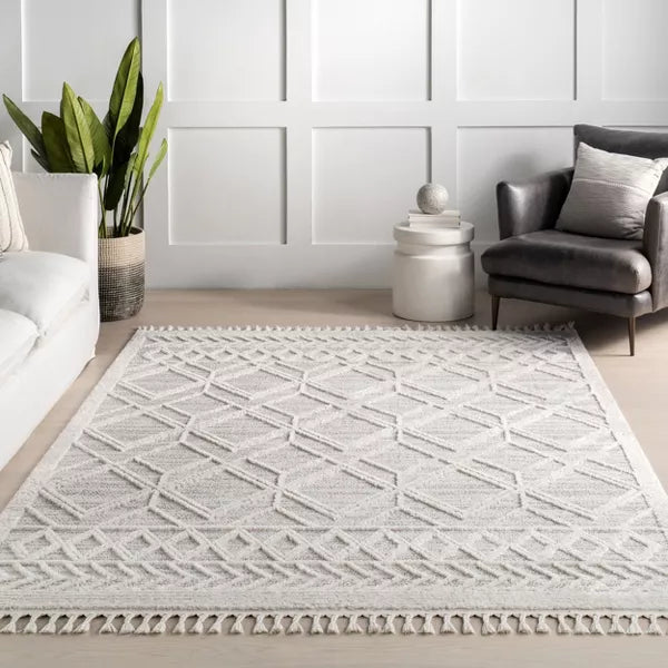 Ansley Moroccan Lattice Tassel Indoor Area Rug - 5'3"x7'7"