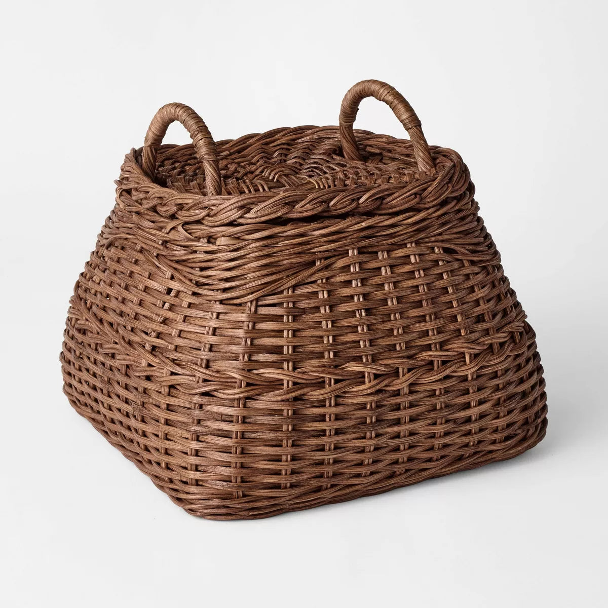 Square Rattan Basket Dark Brown SHOWROOM ITEM