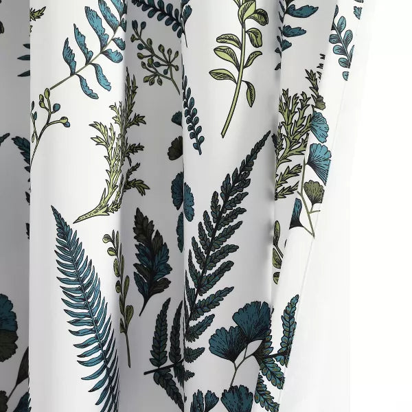Devonia Allover Light Filtering Valance White/Green - Botanical Leaf Pattern