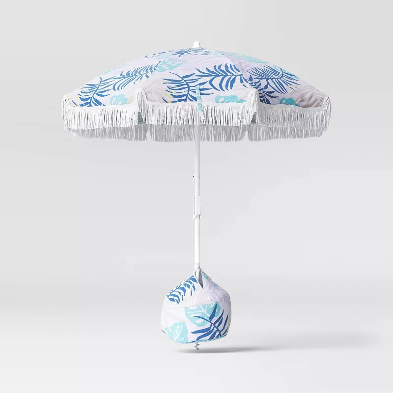 Outdoor Patio Beach Umbrella with Fringe
