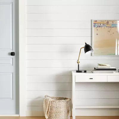 Textured Shiplap Peel & Stick Wallpaper White - Removable Vinyl, Wood Grain, Stain-Resistant, Washable