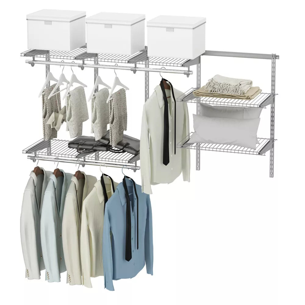3 to 6 ft Wall-Mounted Closet System Organizer Kit with Hang Rod