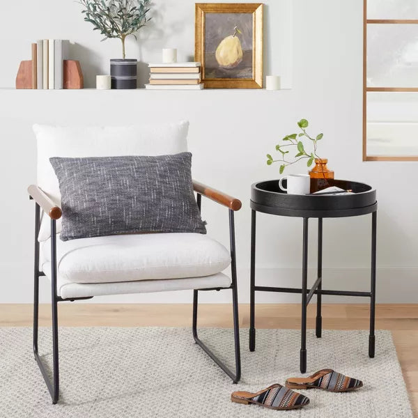 Wood & Metal Accent Side Table - Black