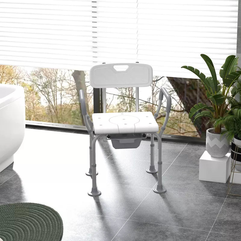 3-in-1 Shower Chair with Back and Arms, Raised Toilet Seat