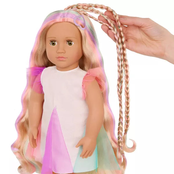 Rainbow Hair Grow Doll with Hair Clips and Styling Book Accessories